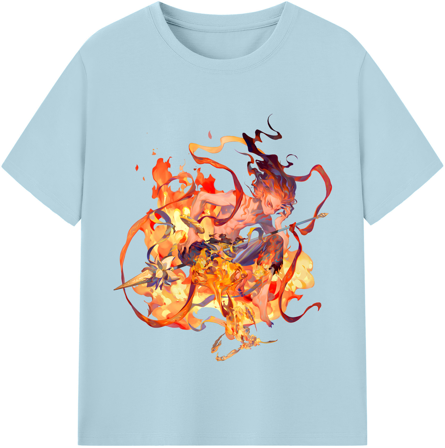 （画像用） Ne Zha 2 ナタ 魔童の大暴れ 綿100％半袖Tシャツ（フロントプリント）